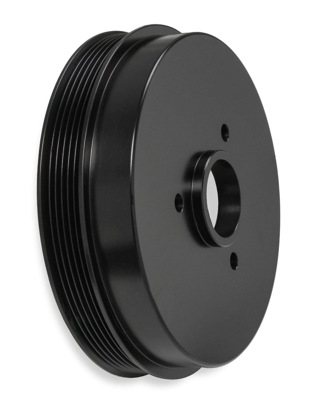 Holley Replacement Crankshaft Pulleys 97-159 Pulleys, Holley, Replacement, LS Serpentine, 3-bolt, 6-groove, Steel, Black, for Mid-Mount Accessory Drive, Chevy, 5.7-6.2L, Each thumbnail 2