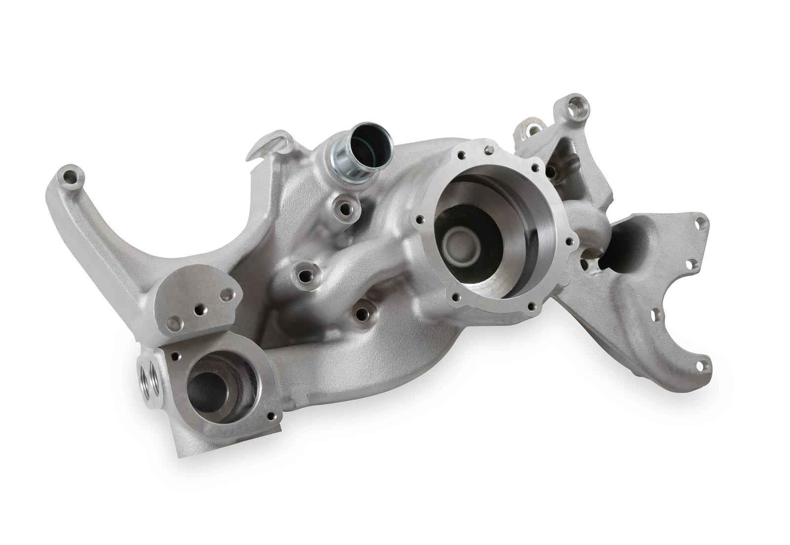 Holley Cooling Manifolds 97-163 Water Pump Housings, Holley, LS Manifold, Aluminum, Natural, Steam Tube Inlet, 1/8 in.-NPT, for Mid-Mount Accessory Drive Only, Each thumbnail 4