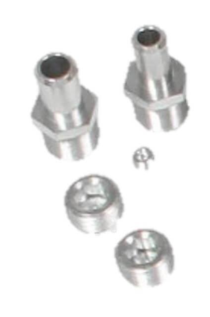 Holley Manifold Plug and Fitting Kits 97-177 Adapters, Holley, Replacement, Plugs Fittings, NPT to BSPT, Straight, Aluminum, Chrome, 3/4 in. NPT, for LT/LS Cooling Manifold, Kit thumbnail 3