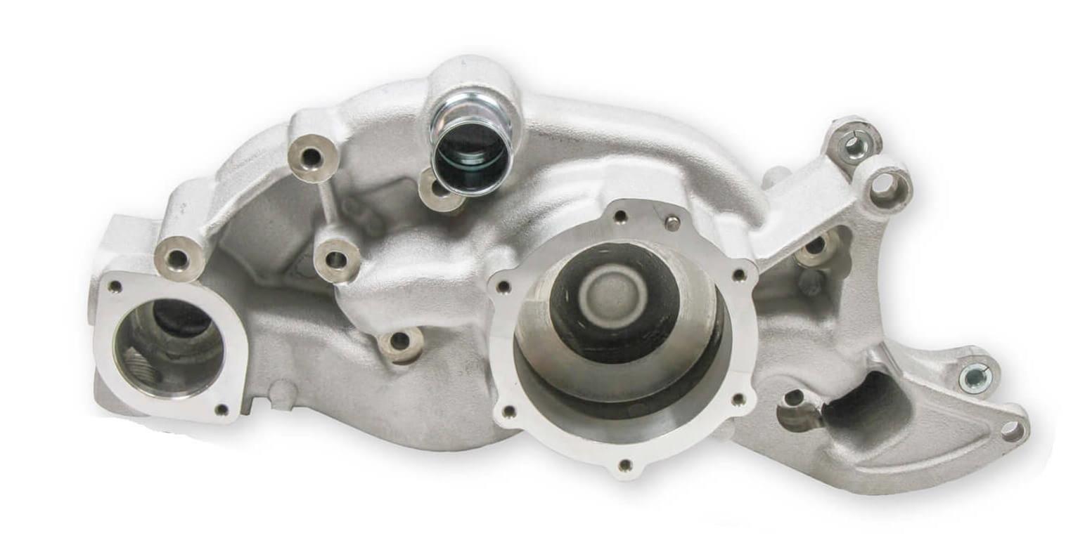Holley Mechanical Water Pumps 97-232 Pumps, Mechanical, LT Cooling Manifold, Counterclockwise, Aluminum, Satin, Mid-Mount Race Drive, No A/C or Power Steering, GM, 5.3L, 6.2L, Each