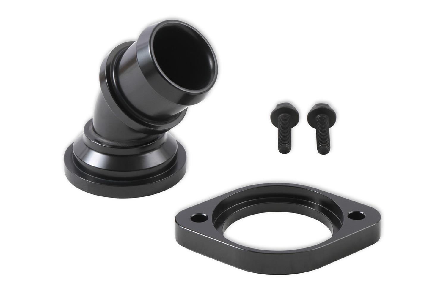 Holley Thermostat Housing Assemblies 97-343 Water Necks and Housings, Gen III Hemi, Thermostat/Housing, 45 Degree, Swivel, Aluminum, Black, with Bolts, Chrysler, Dodge, 5.7-6.4L, Each thumbnail 9