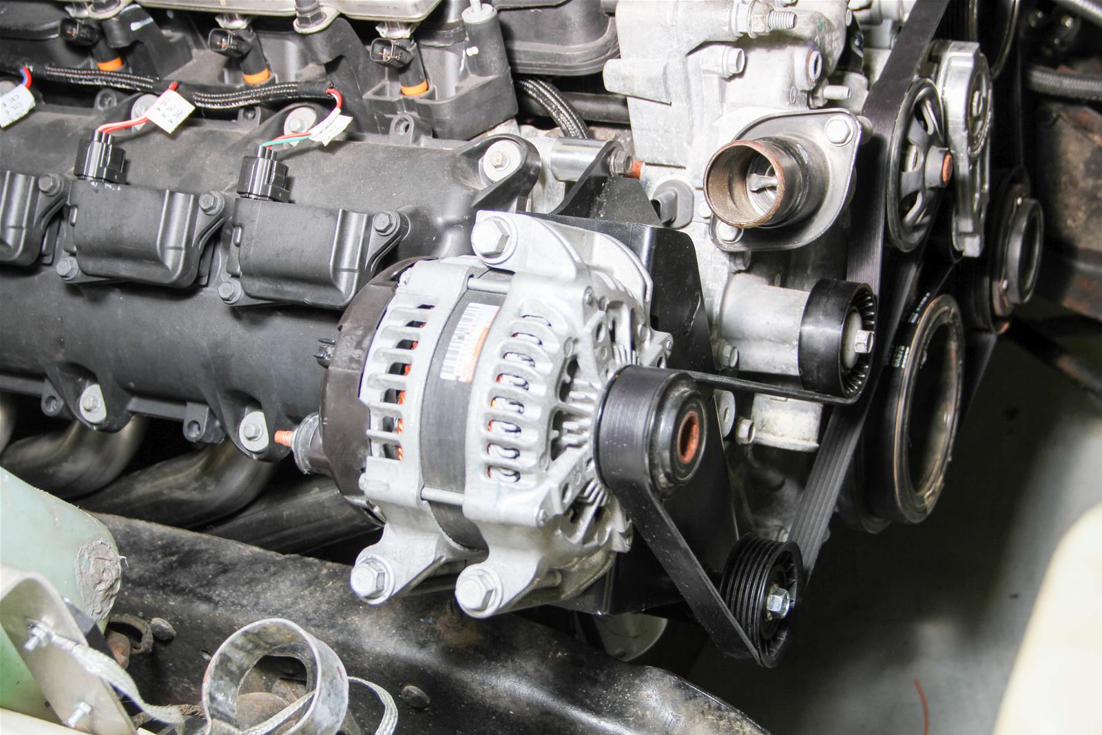 Holley Alternator Brackets 97-347 Brackets, Gen III Hemi, Relocation, Steel, Black, Cylinder Head Mount, Hardware included, Chrsyler, Dodge, Jeep, 5.7-6.4L, Each thumbnail 6