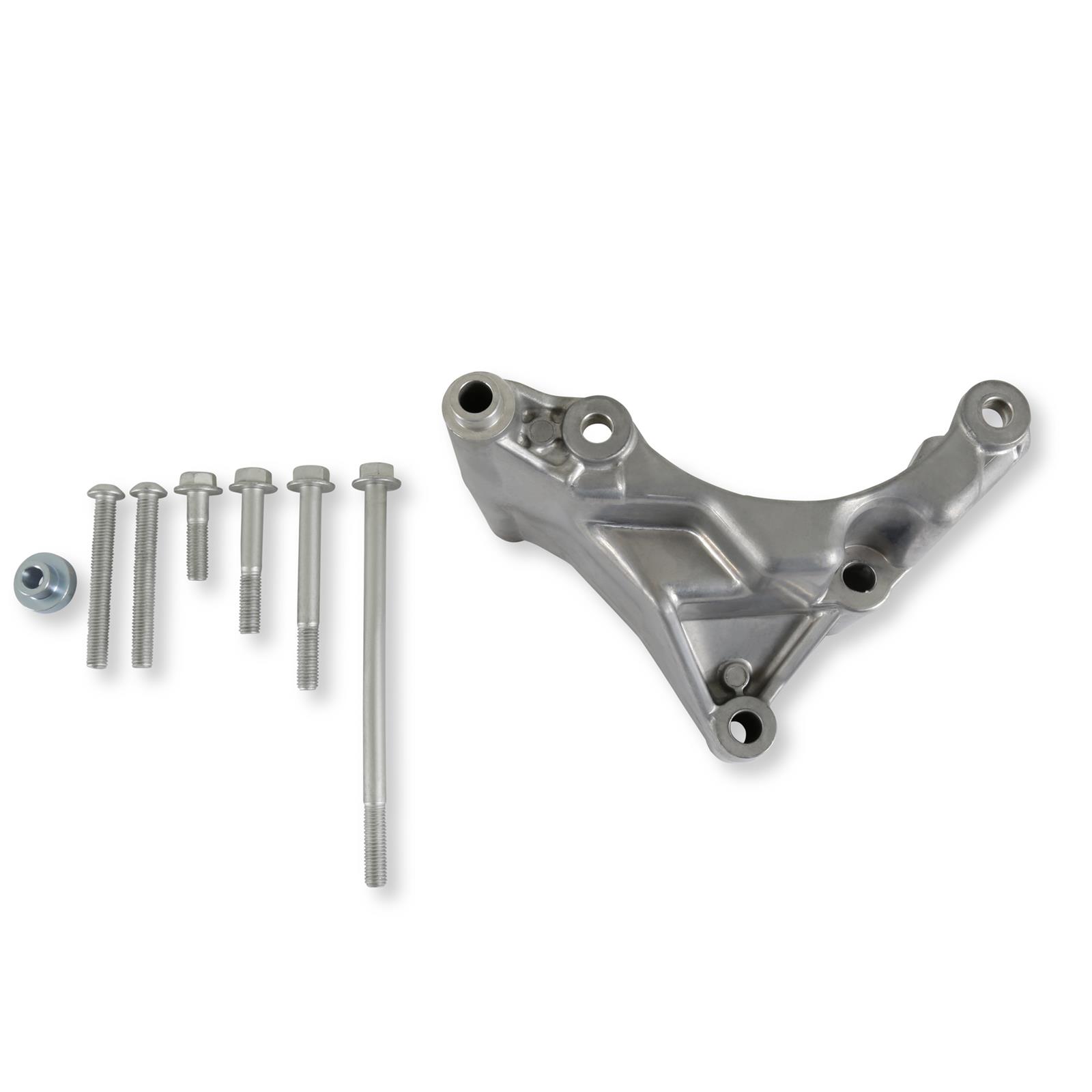 Holley Alternator Brackets 97-409 Brackets, Aluminum, Natural, Low-Mount, Drivers Side, Front Cover Mount, with Hardware, for Alternators, Ford, 7.3L, Godzilla, Kit thumbnail 4