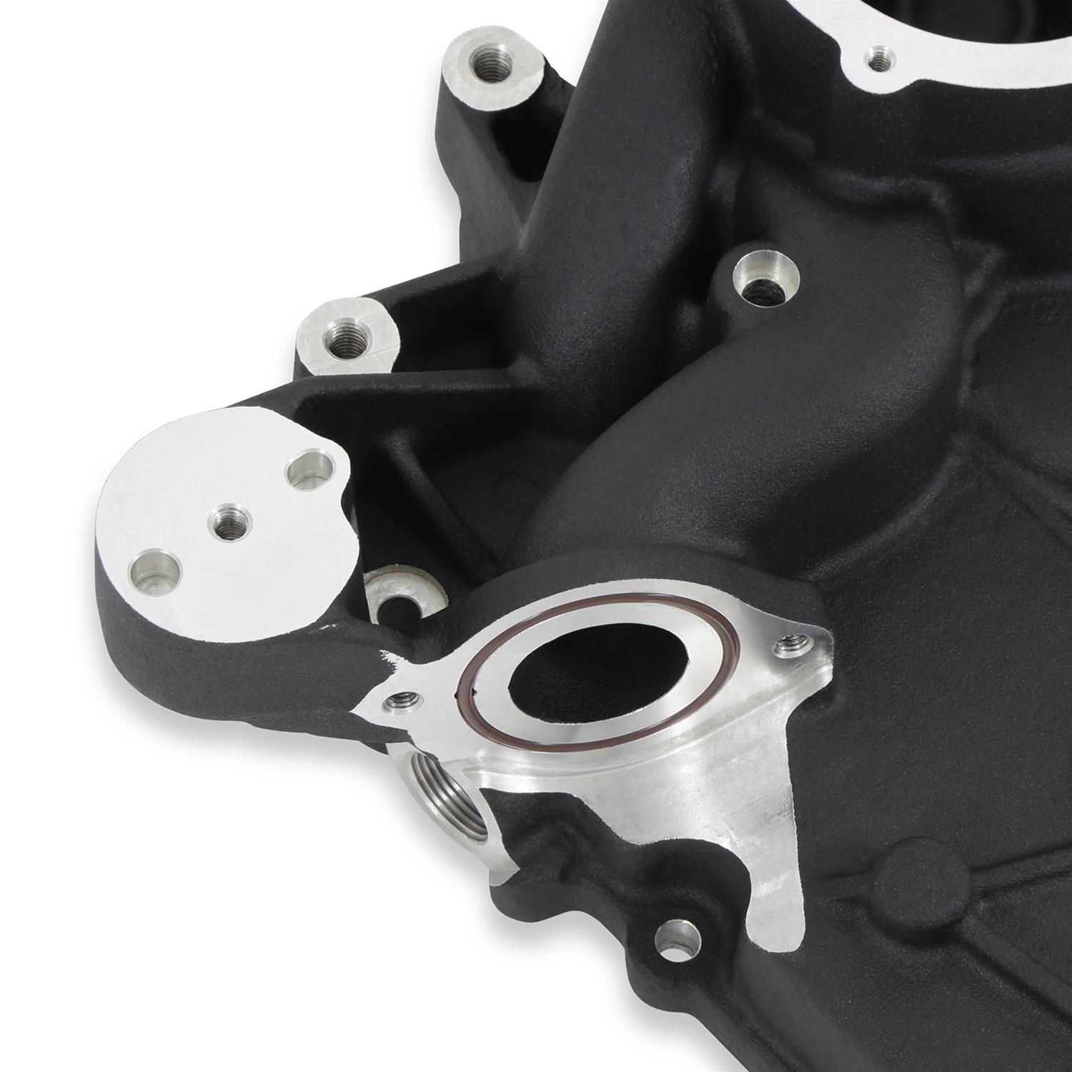 Holley Ford 7.3L Godzilla Timing Covers 97-418 Covers, Replacement, Cast Aluminum, 1-piece, Black Powdercoat, for High-Mount Accessory Drive and OE Oil Pan Only, Ford, 7.3L, Godzilla, Each thumbnail 2