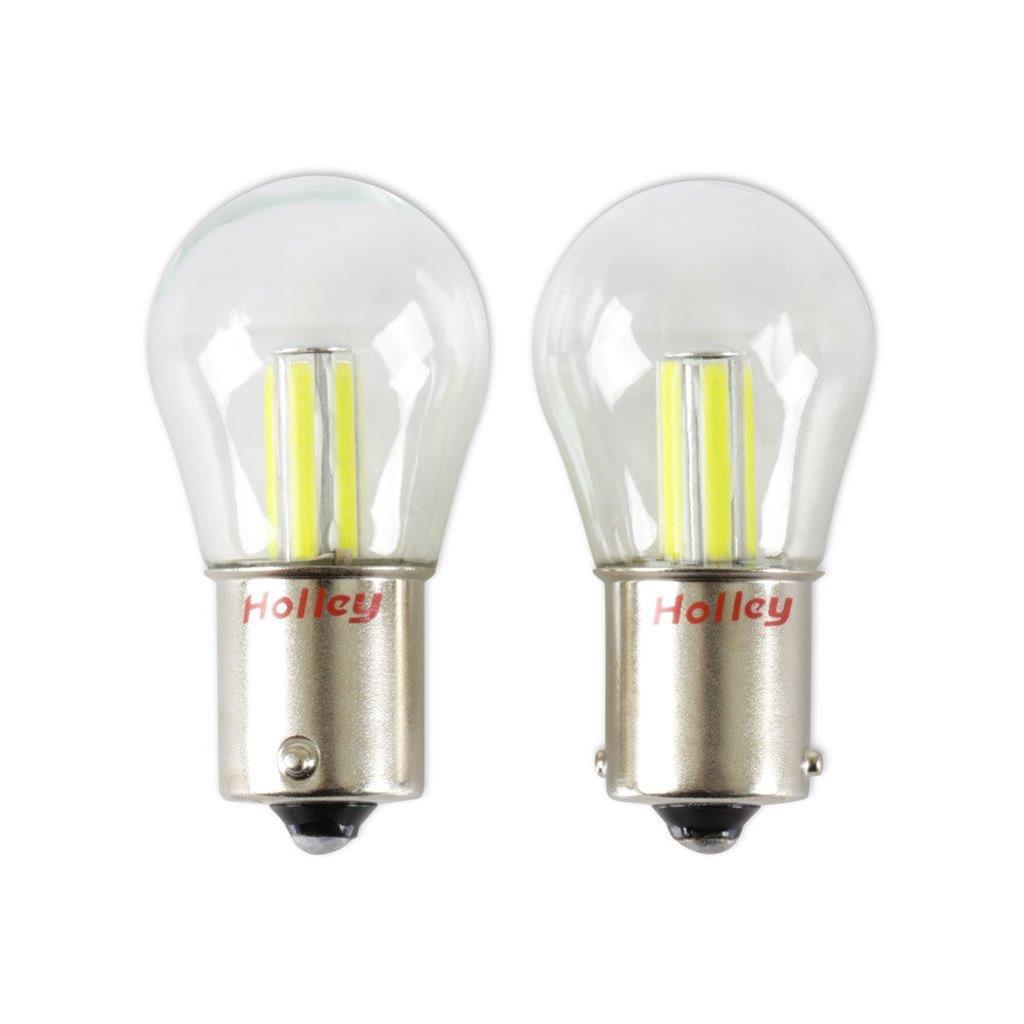 Holley RetroBright LED Light Bulbs HLED04 Bulbs, RetroBright, LED, 1156 Style, Modern White, 5,700K, 580 Lumens, Turn Signal Bulbs, Pair