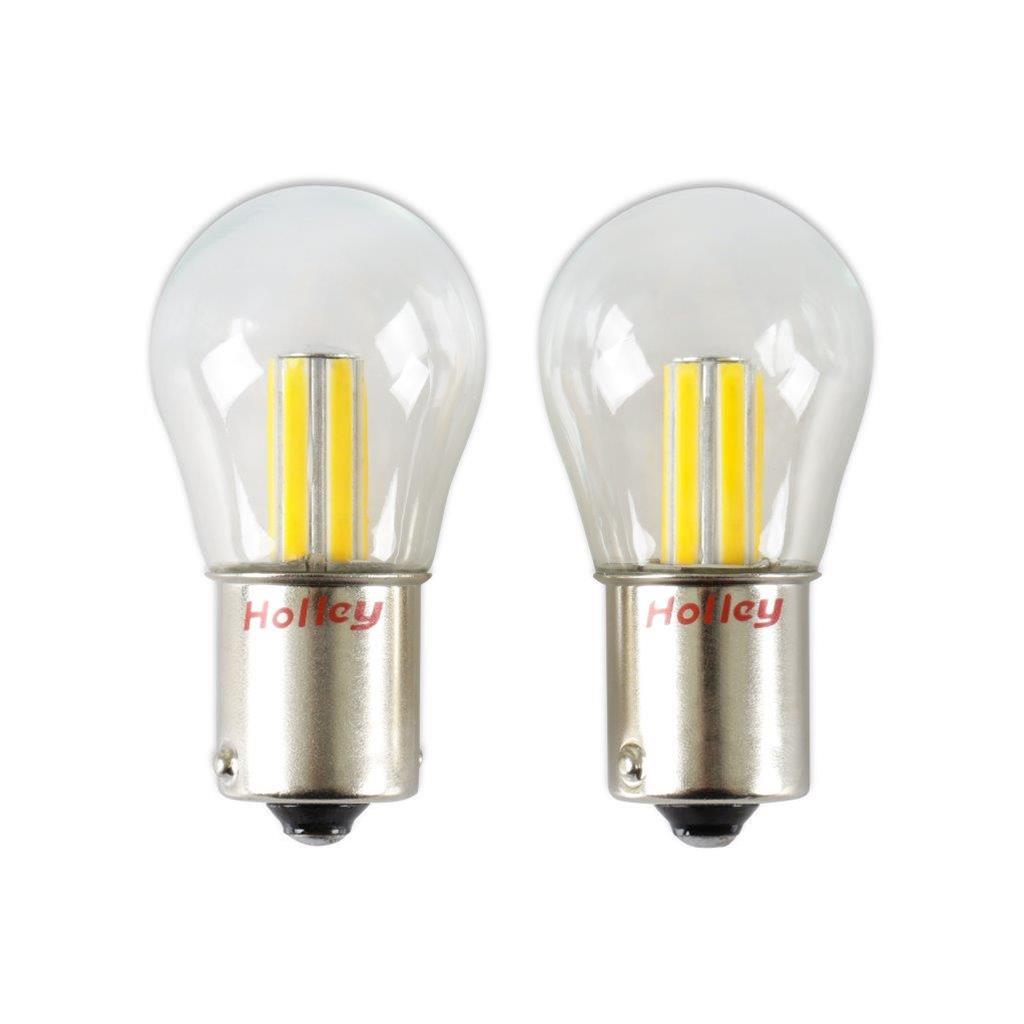 Holley RetroBright LED Light Bulbs HLED05 Bulbs, RetroBright, LED, 1156 Style, Classic White, 3,000K, 580 Lumens, Turn Signal, Bulbs, Pair