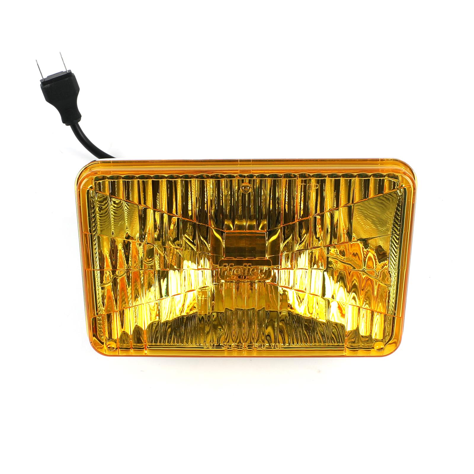 Holley RetroBright LED Headlights LFRB101 Headlight Conversion, RetroBright, LED, Sealed Beam, Rectangle, 4 in. x 6 in. Housing, Yellow Lens, High Beam Only, Upgraded Wiring, with Bulb, Each