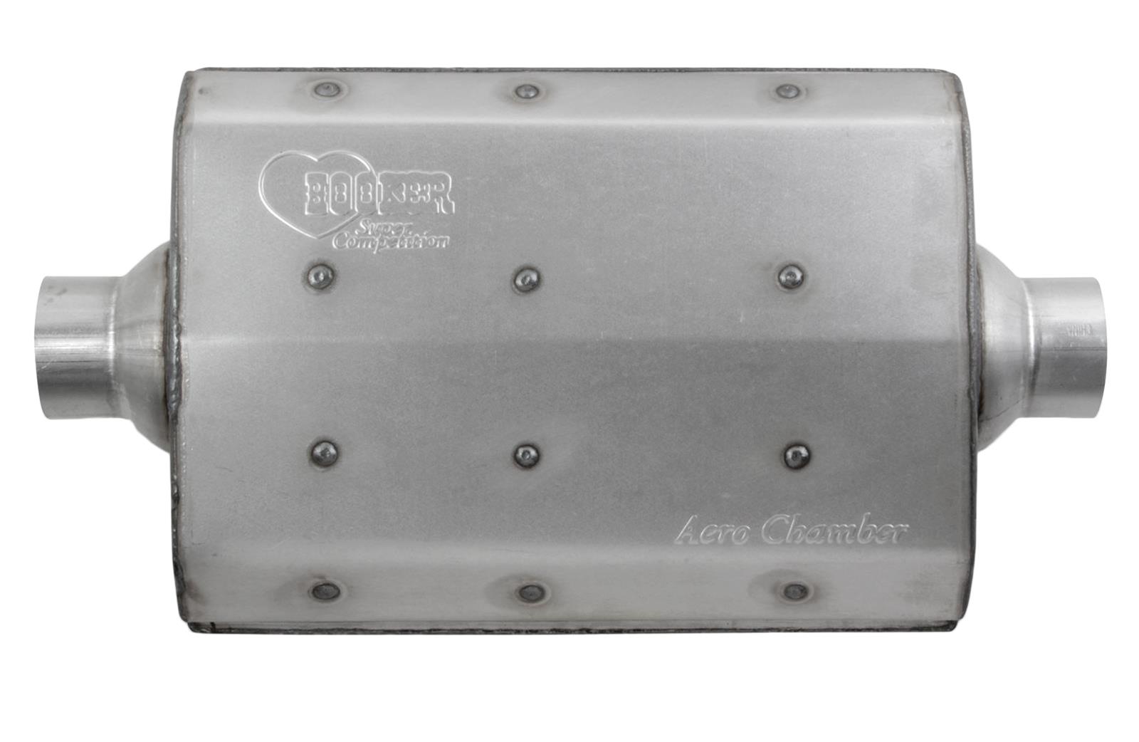 Hooker Aero Chamber Steel 2.5 Inch Muffler 21516HKR Muffler, Chamber, 2 1/2 in. Inlet/2 1/2 in. Outlet, Steel, Aluminized, Each