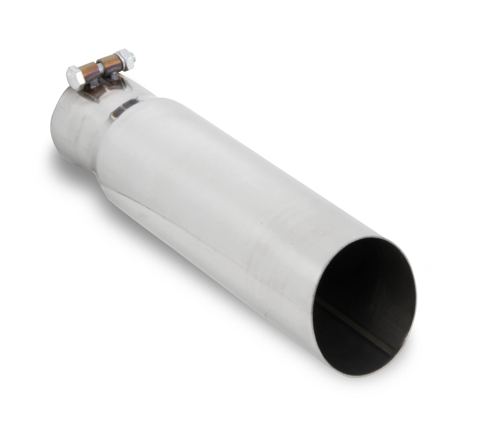 Hooker Round, Chrome 2.50 Inch Exhaust Tip 22203HKR Tip, Steel, Chrome, Slant, Non-Rolled Edge, in. Inlet, 3.00 in. Outlet, 11.00 in. Long, Clamp-on, Each