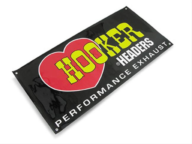 Hooker Headers Banners 36-363 Banner, Vinyl, Red, Logo, 24 in. Width, 48 in. Length, Each
