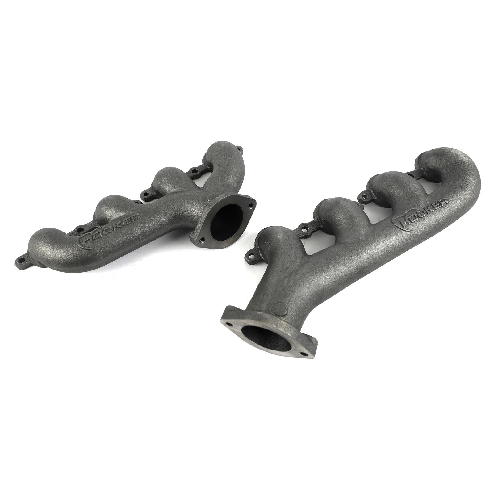 Hooker Blackheart LS Swap Exhaust Manifolds 8506HKR Manifold, Blackheart, Swap, Cast Iron, Natural, Rear Dump, Pair