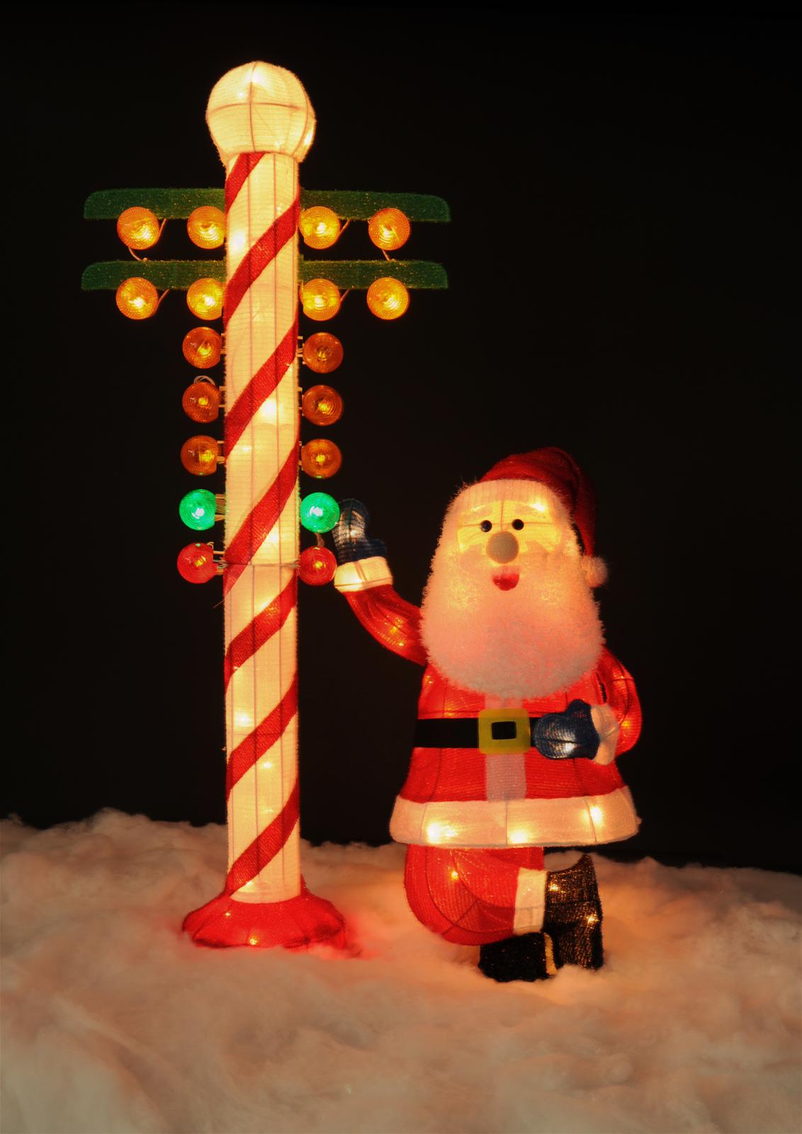 North Pole Staging Light with Santa TinselLight Display 6821002 Free Shipping on Orders Over