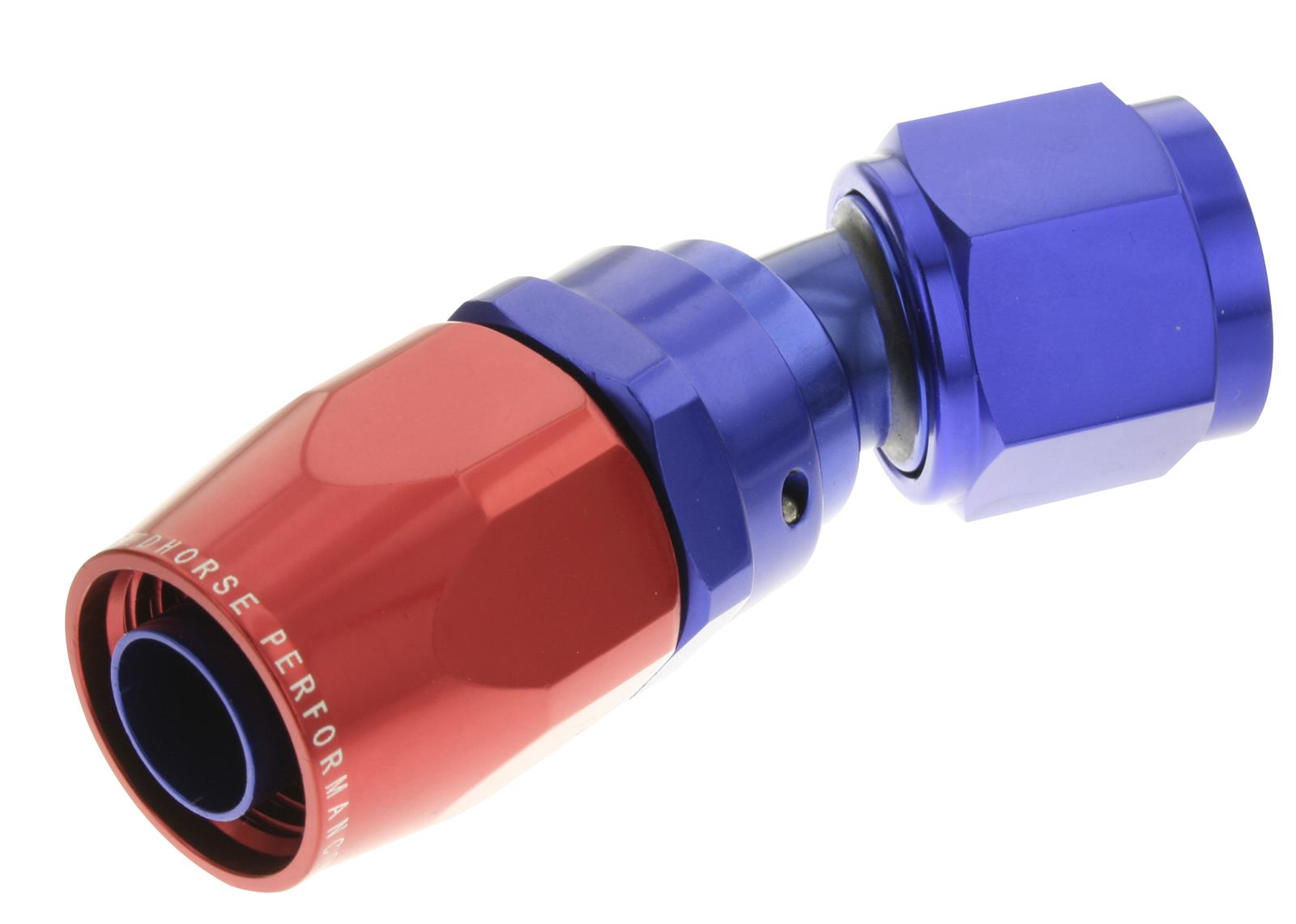 Redhorse Performance 1000 Series Swivel Seal Hose Ends 1030-04-1 Ends, Series, Seal, -4 AN Female Threads, Reusable swivel, 30 degree, -4 AN Hose, Aluminum, Red/Blue Anodized, Each
