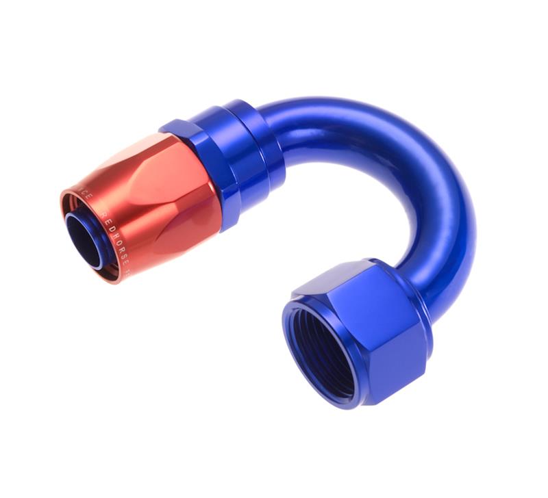 Redhorse Performance 1000 Series Swivel Seal Hose Ends 1180-10-1 Ends, Series, Seal, -10 AN Female Threads, Reusable swivel, 180 degree, -10 AN Hose, Aluminum, Red/Blue Anodized, Each