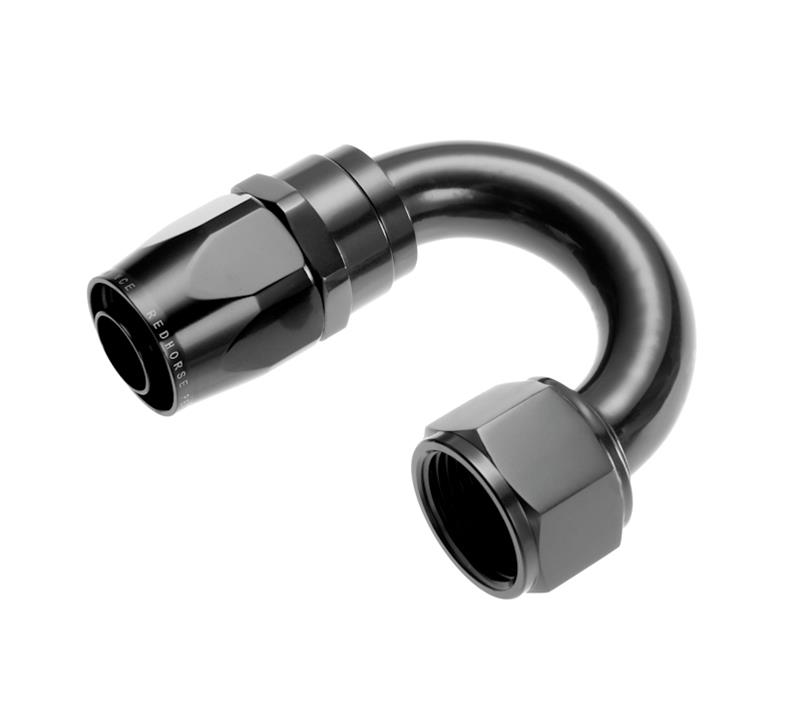 Redhorse Performance 1000 Series Swivel Seal Hose Ends 1180-10-2 Ends, Series, Seal, -10 AN Female Threads, Reusable swivel, 180 degree, -10 AN Hose, Aluminum, Black Anodized, Each