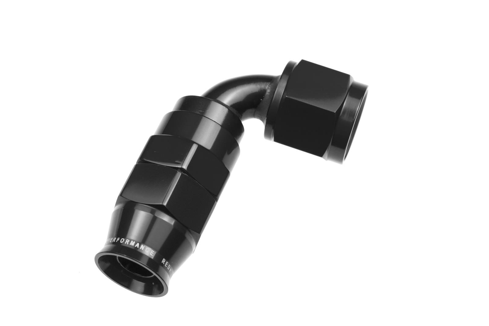 Redhorse Performance 1200 Series Reuseable PTFE Hose Ends 1290-10-2 Ends, Series, Reuseable, PTFE, -10 AN Female Threads, Reusable swivel, 90 degree, -10 AN Hose, Aluminum, Black Anodized, Each