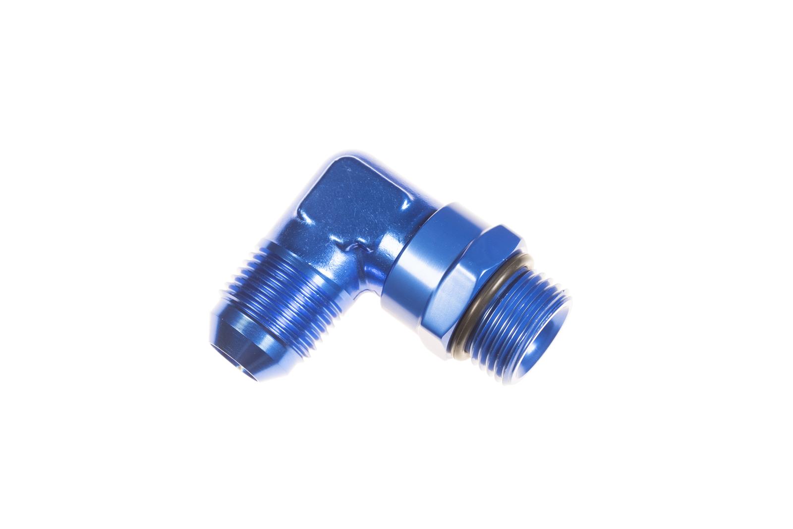 Redhorse Performance 1690 Series AN to ORB Adapters 1690-06-06-1 Fitting, Adapter, AN, 90 Degree, Aluminum, Blue Anodized, -6 AN, Swivel, Each