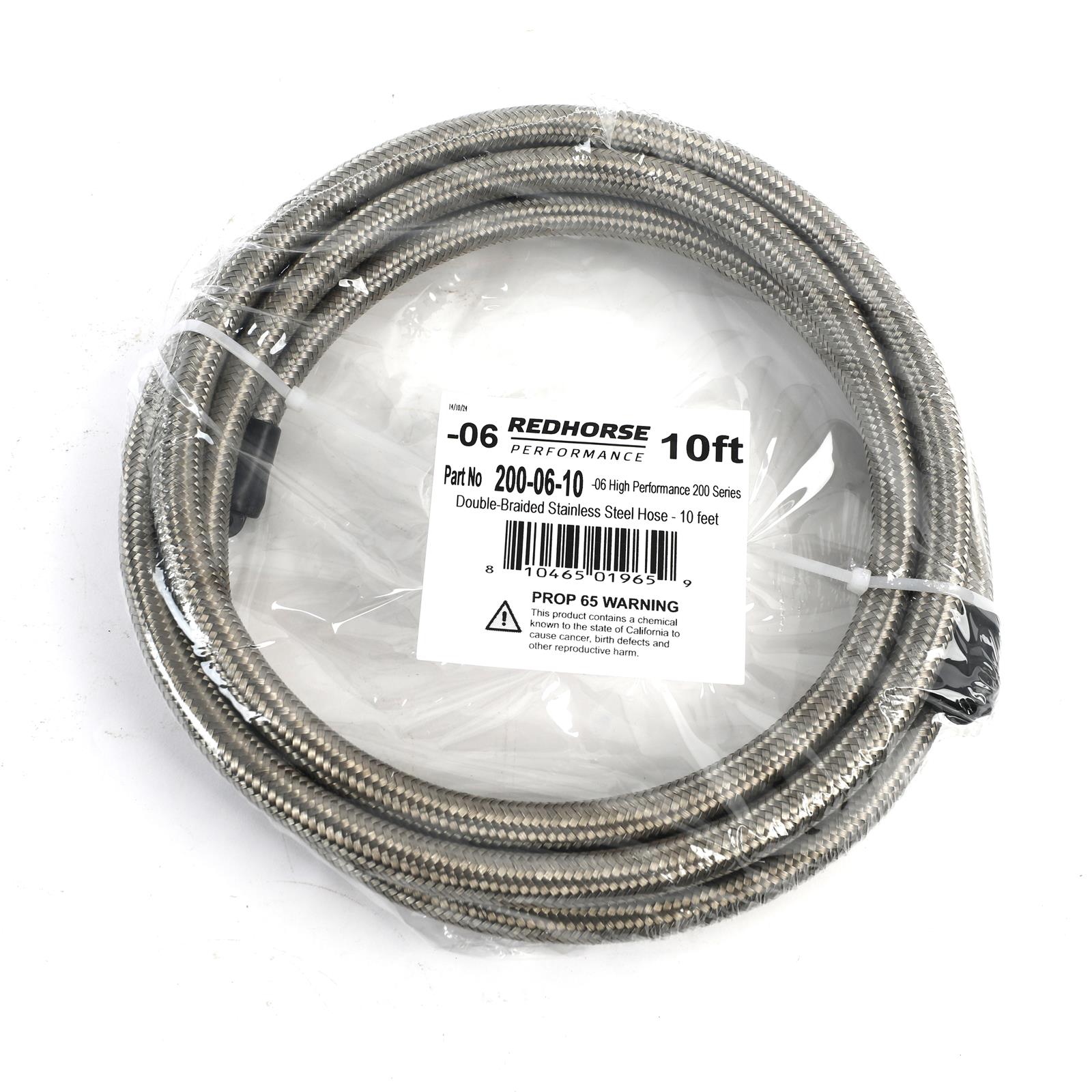 Redhorse Performance 200 Series Standard Stainless Steel Hose -6 AN 10 ft. 200-06-10 Hose, Series, Braided Steel, AN, Length, Each