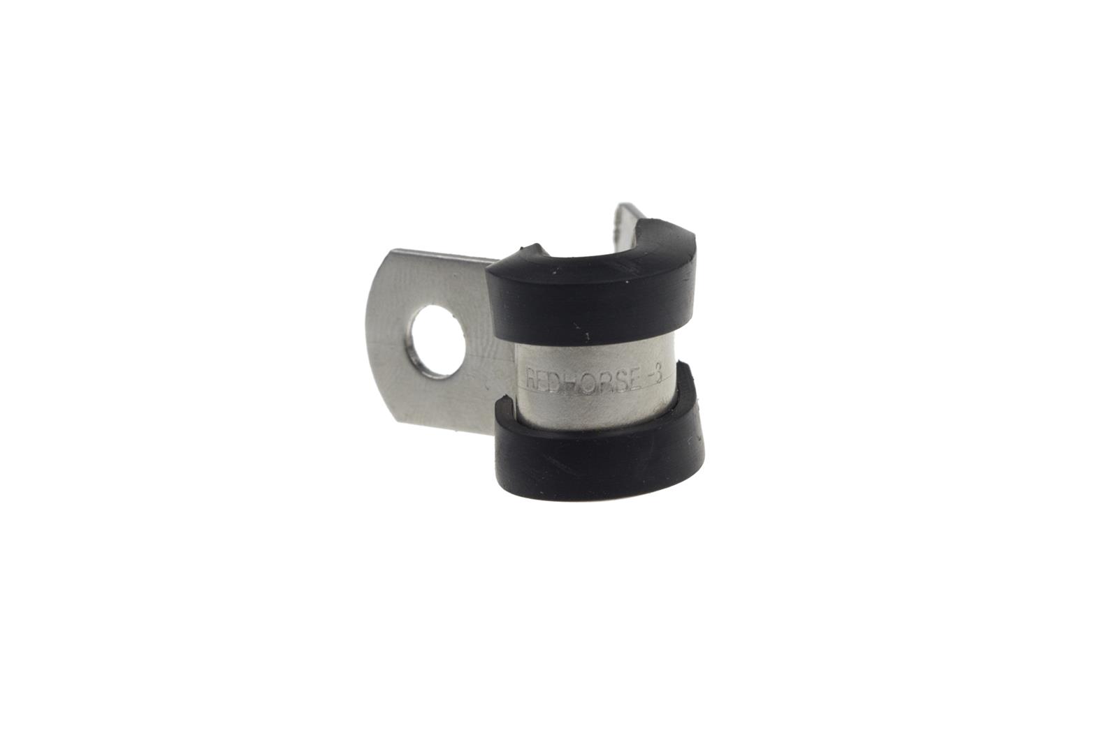 Redhorse Performance 220 Series Cushioned Hose Clamps 220-03-2 Mounting Clamps, Cushioned, Aluminum, Natural, Rubber, -3 AN, 1/4 in. Mounting Hole, Sold as a set of 10