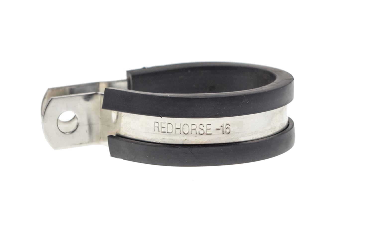 Redhorse Performance 220 Series Cushioned Hose Clamps 220-16-2 Mounting Clamps, Cushioned, Aluminum, Natural, Rubber, -16 AN, 1/4 in. Mounting Hole, Sold as a set of 10