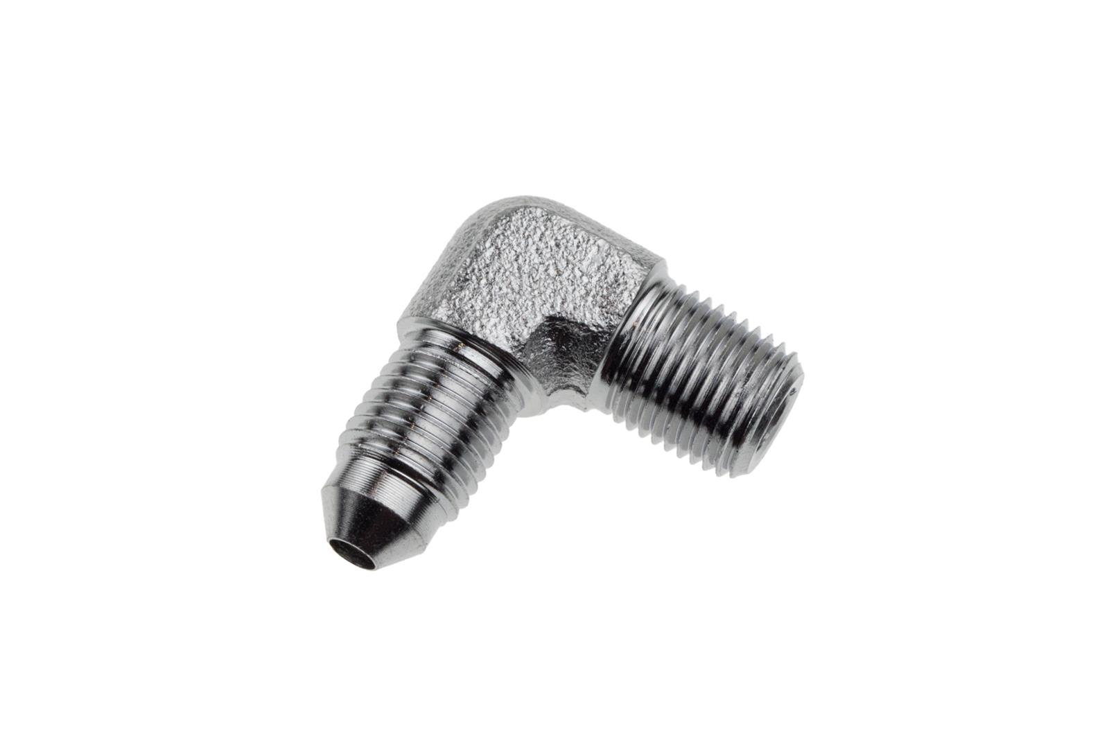 Redhorse Performance 3200 Series Banjo Fittings 322-03-02 Brake Fittings, Fittings, 90 degree, Steel, Natural, 1/8 in. NPT Male Threads, -3 AN Male Threads, Each