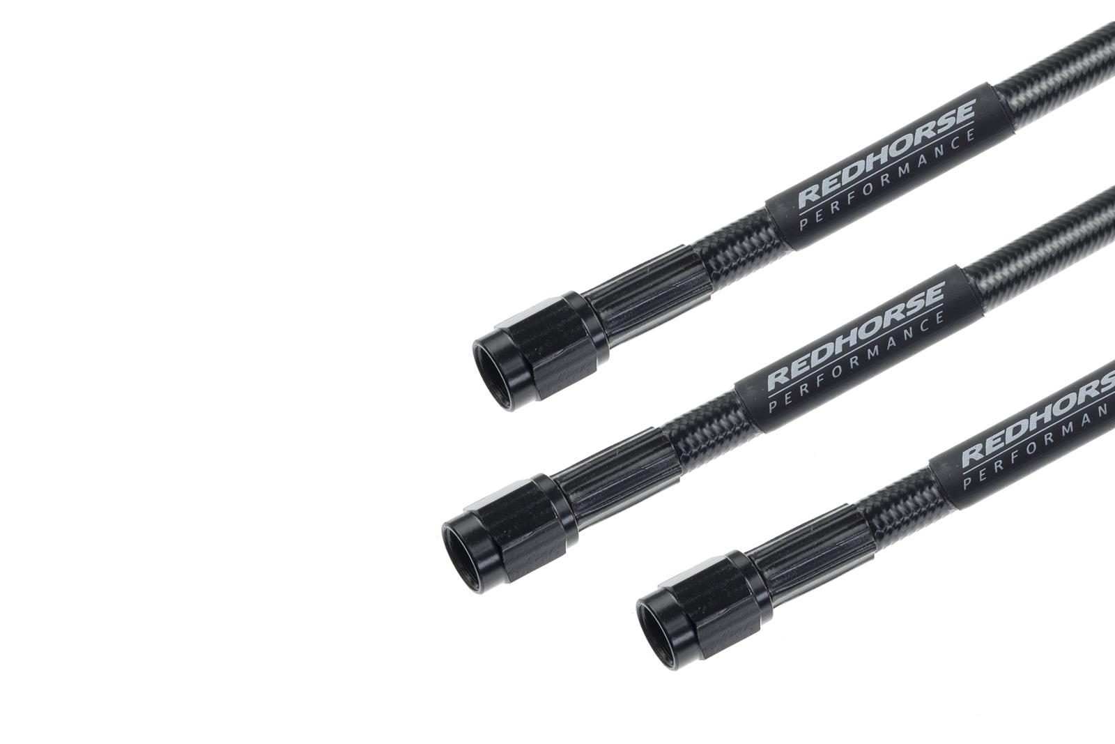 Redhorse Performance 3302 Series Universal Brake Hoses 3302-04-09 Line, Universal, Series, Braided Stainless Steel, Black, 9 in. Length, -4 AN Female, -4 AN Female, Each