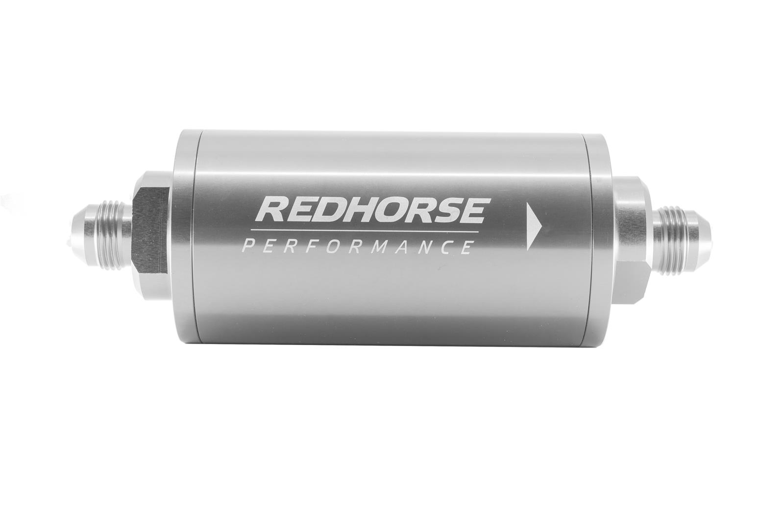 Redhorse Performance 4651 Series 10 Microns Fuel Filter with -6 AN Inlet Size 4651-06-5-10 Filter, Inline Mount, Aluminum, Clear Anodized, Microns, Male Inlet/Outlet, Each