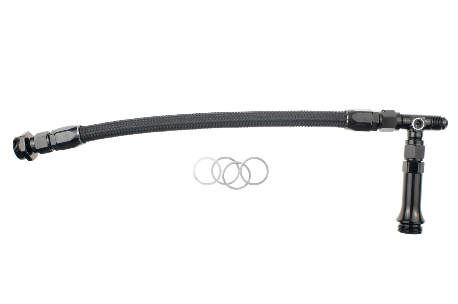 Redhorse Performance 5140 Series Dual-Feed Carburetor Kits 5140-06-2 Feed Lines, Series, Braided Nylon, Fittings, Black, Single -6 AN Male Threads Inlet, Dual 7/8-20 in. Male Threads Outlet, Each