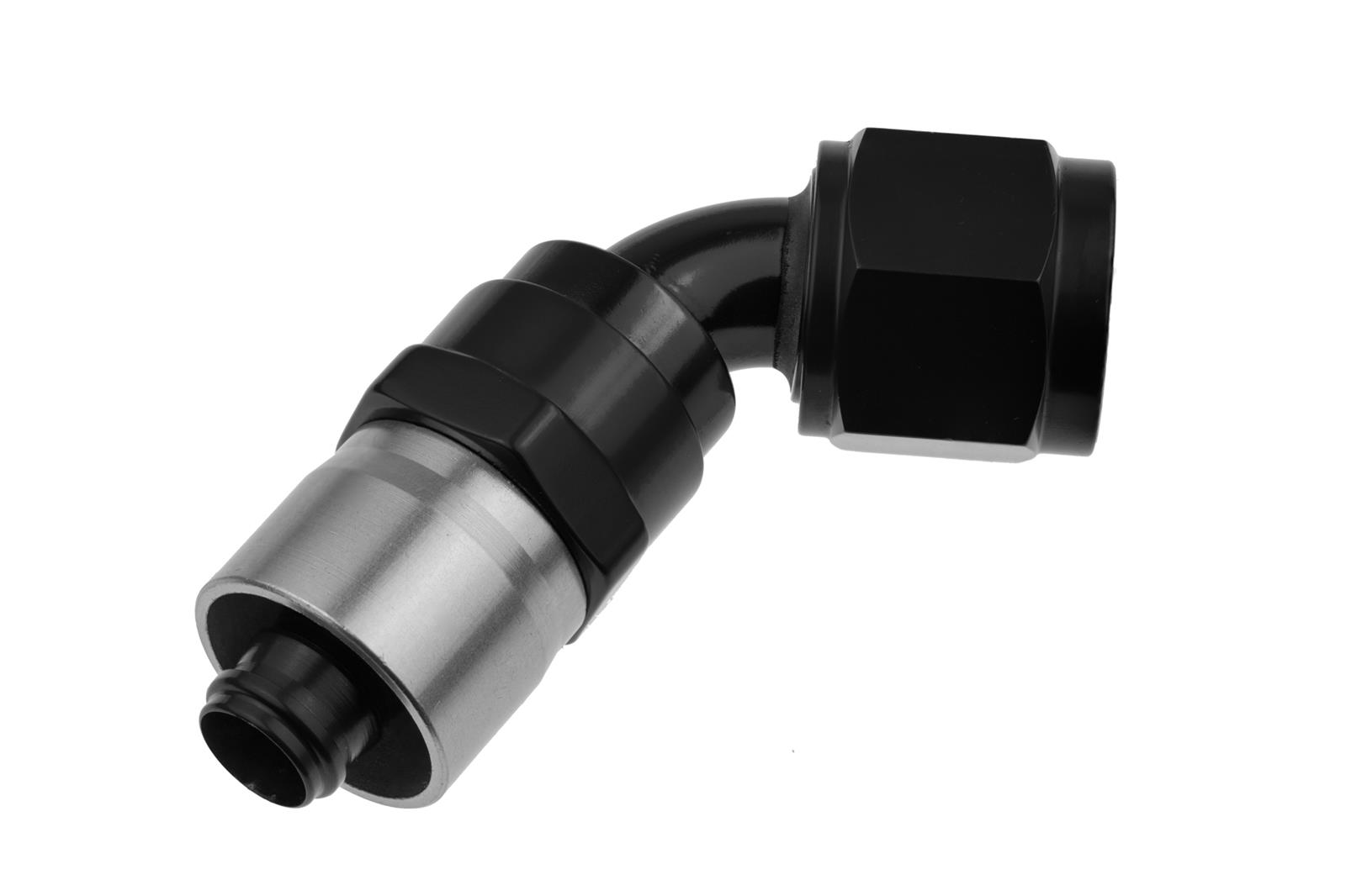 Redhorse Performance 7000 Series Crimp Style Hose End Fittings 7060-06-2 Ends, Series, Style, -6 AN Female Threads, Socketless barb, 60 degree, -6 AN Hose, Aluminum, Black Anodized, Each
