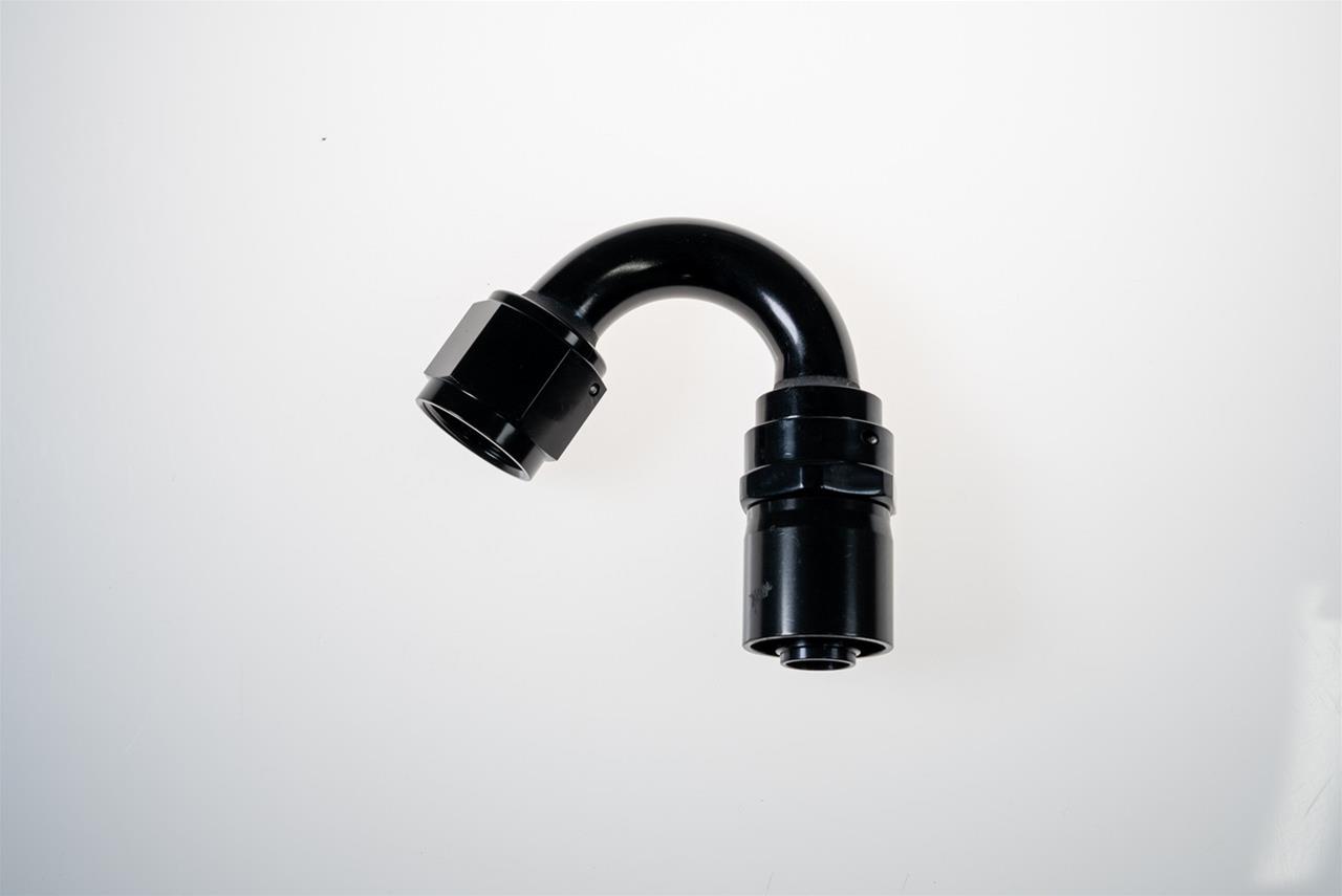 Redhorse Performance 7000 Series Crimp Style Hose End Fittings 7152-06-2 Ends, Ends, 150 degree, Collar, -6 AN Size, Aluminum, Black, -6 AN Female Threads, Each