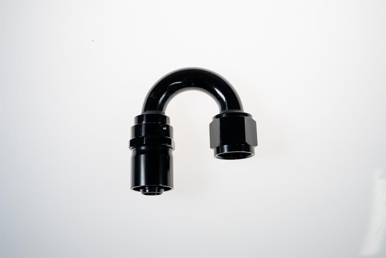 Redhorse Performance 7000 Series Crimp Style Hose End Fittings 7182-08-2 Ends, Ends, 180 degree, Collar, -8 AN Size, Aluminum, Black, -8 AN Female Threads, Each