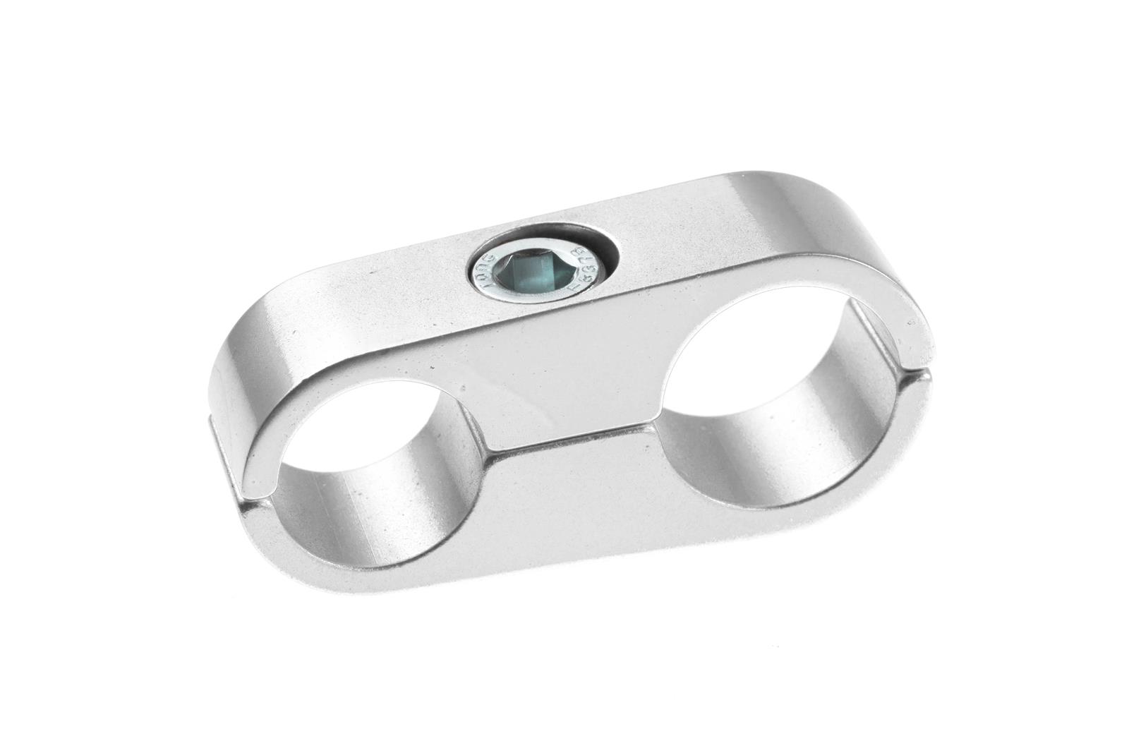 Redhorse Performance 730 Series AN Hose Separators 730-08-08-5 and Line Mounting Clamps, Separators, 2 Capacity, Aluminum, Clear Anodized, 0.680 in. O.D., for -8 Braided Hose, Each