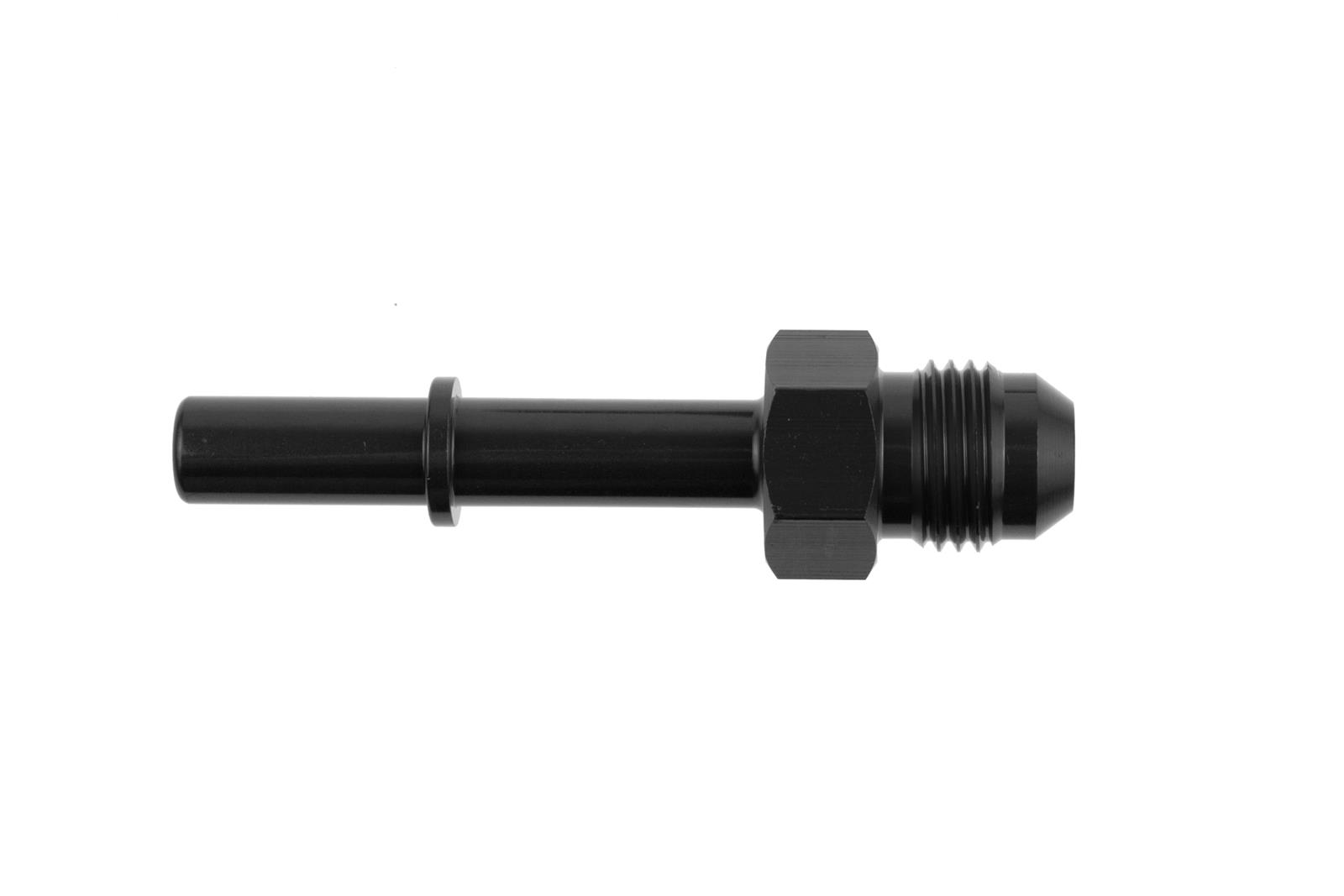 Redhorse Performance 811 Series Push On EFI Fittings 811-08-08-2 Fuel Rail Fitting, Aluminum, Black Anodized, 1/2 in. Male Spring Lock to -8 AN Male Threads, Each