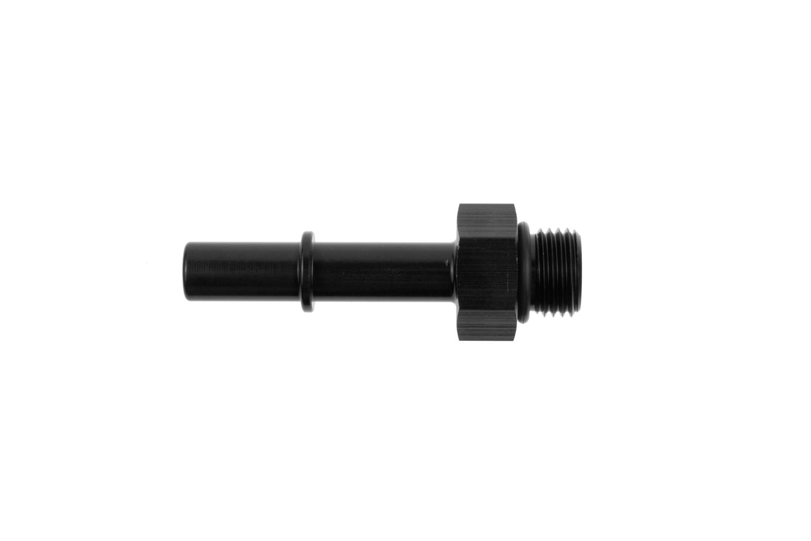 Redhorse Performance 812 Series Push On EFI Fittings 812-08-06-2 Fuel Rail Fitting, Aluminum, Black Anodized, 3/8 in. Male Spring Lock to -8 AN ORB Male Threads, Each