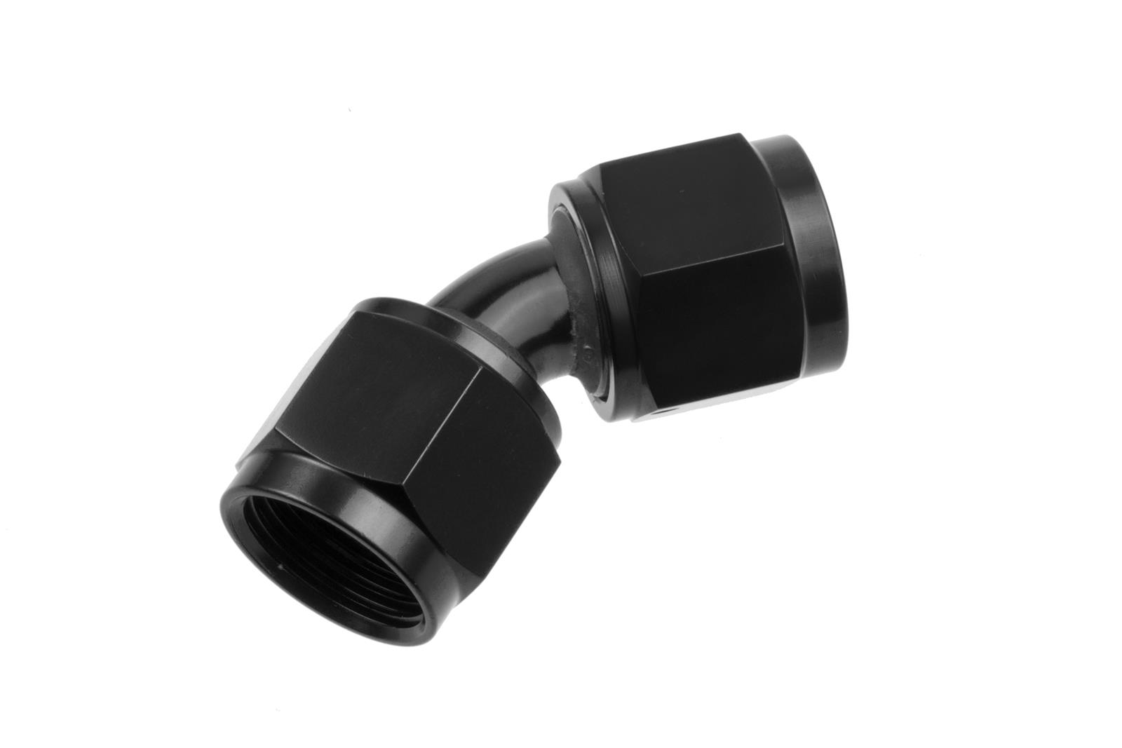 Redhorse Performance 8145 Series Couplers 8145-06-2 Fitting, Coupler, Union, AN to AN, 45 Degree, Aluminum, Black Anodized, -6 AN, -6 AN, Swivel, Each