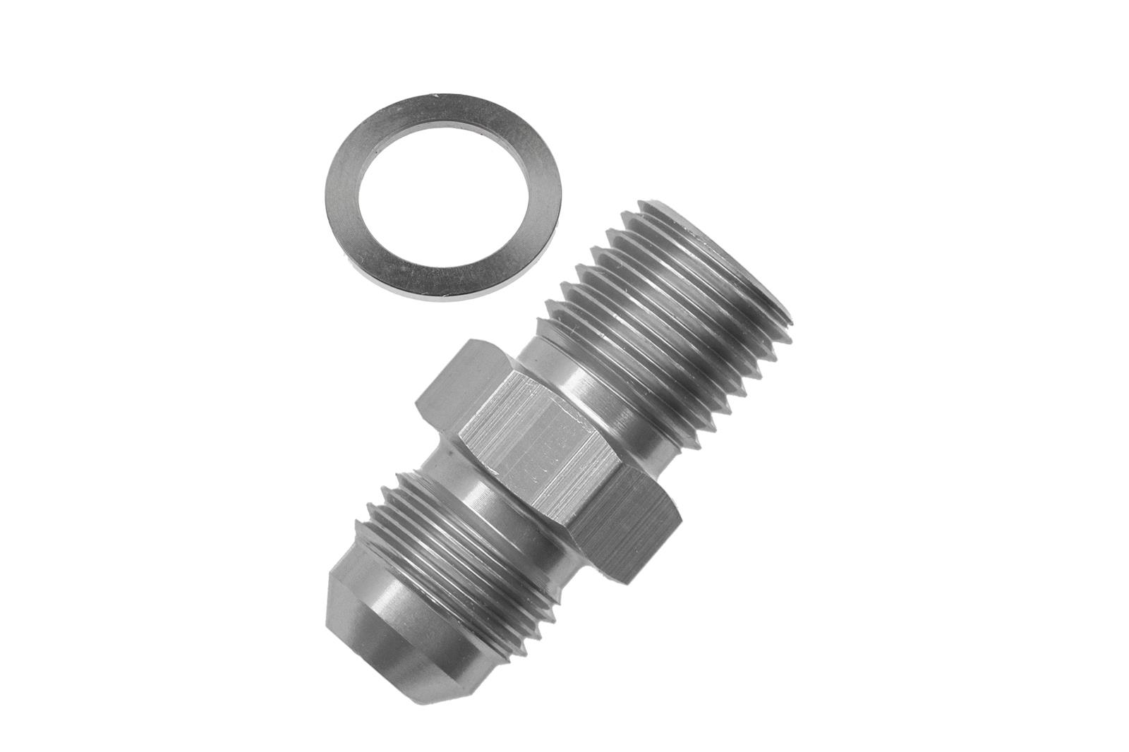 Redhorse Performance 8161 Series AN to Metric Adapter Fittings 8161-06-10-5 Fitting, Adapter, Threads, Straight, Aluminum, Clear Anodized, -6 AN, M10 x 1.0, Each