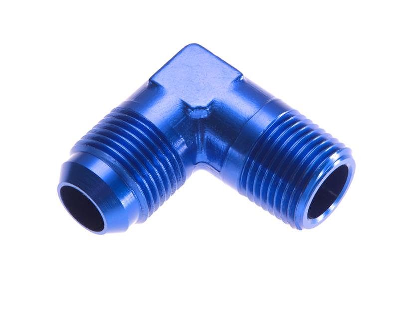 Redhorse Performance 822 Series 90 Degree AN to NPT Adapter Fittings 822-04-04-1 Fitting, Adapter, NPT, Degree, Aluminum, Blue Anodized, -4 AN, 1/4 in. NPT, Each