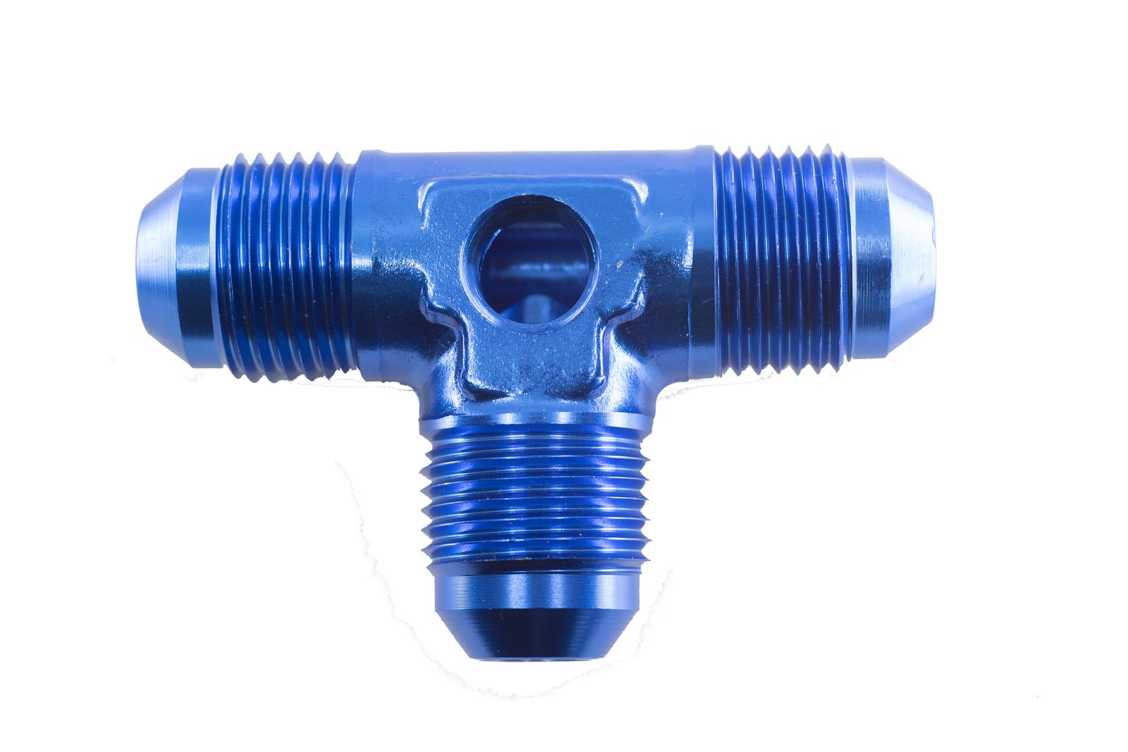 Redhorse Performance 8248 Series Tee Adapter Fittings 8248-06-1 Fitting, Adapter, AN Tee, Aluminum, Blue Anodized, -6 AN Male Threads, 1/8 in. NPT Port, Each