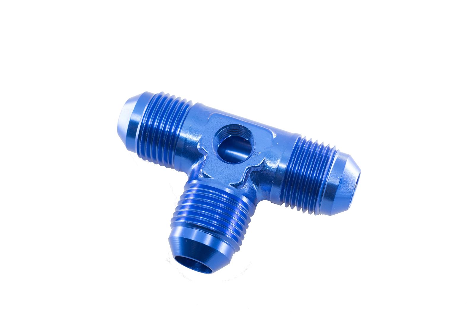 Redhorse Performance 8248 Series Tee Adapter Fittings 8248-06-1 Fitting, Adapter, AN Tee, Aluminum, Blue Anodized, -6 AN Male Threads, 1/8 in. NPT Port, Each thumbnail 2