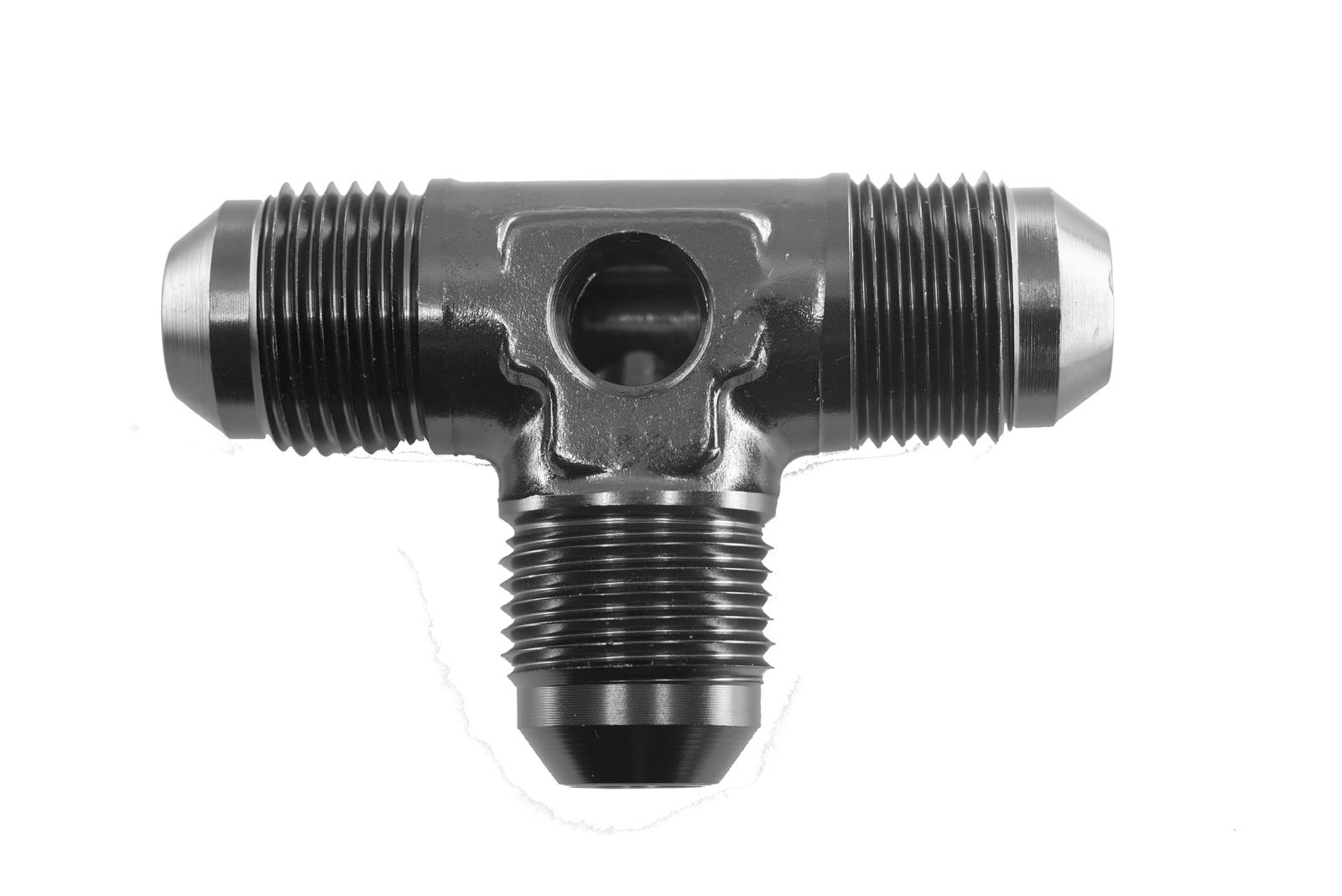 Redhorse Performance 8248 Series Tee Adapter Fittings 8248-08-2 Fitting, Adapter, AN Tee, Aluminum, Black Anodized, -8 AN Male Threads, 1/8 in. NPT Port, Each