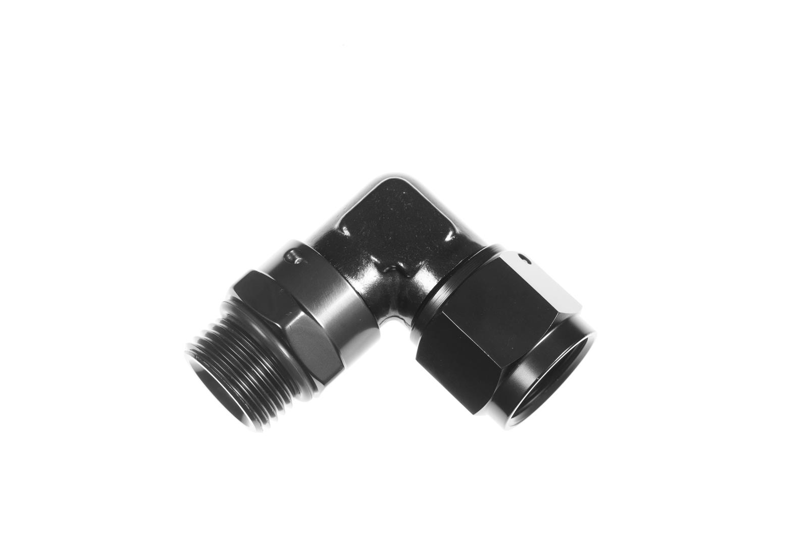 Redhorse Performance 8291 Series AN to ORB Adapters 8291-08-08-2 Fitting, Adapter, AN, 90 Degree, Aluminum, Black Anodized, -8 AN, Swivel, Each thumbnail 2