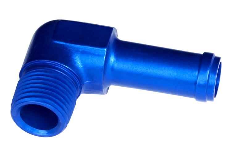 Redhorse Performance 842 Series Hose Barb to NPT Adapters 842-04-02-1 Fitting, Adapter, AN Barb, 90 Degree, Aluminum, Blue Anodized, 1/8 in. NPT, 1/4 in. Barb, Each