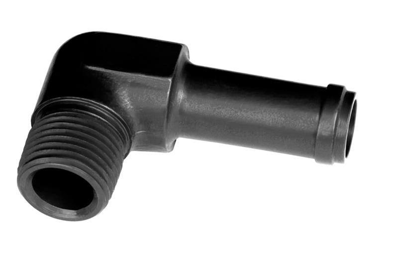 Redhorse Performance 842 Series Hose Barb to NPT Adapters 842-04-02-2 Fitting, Adapter, AN Barb, 90 Degree, Aluminum, Black Anodized, 1/8 in. NPT, 1/4 in. Barb, Each