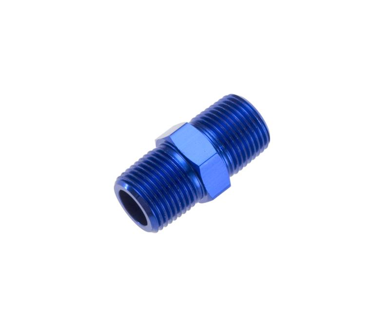 Redhorse Performance 911 Series NPT Male Nipple Fittings 911-04-1 Fitting, Coupler, to NPT, Straight, Aluminum, Blue Anodized, 1/4 in. NPT, 1/4 in. NPT, Each