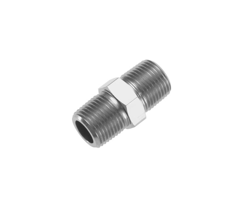 Redhorse Performance 911 Series NPT Male Nipple Fittings 911-02-5 Fitting, Coupler, to NPT, Straight, Aluminum, Clear Anodized, 1/8 in. NPT, 1/8 in. NPT, Each