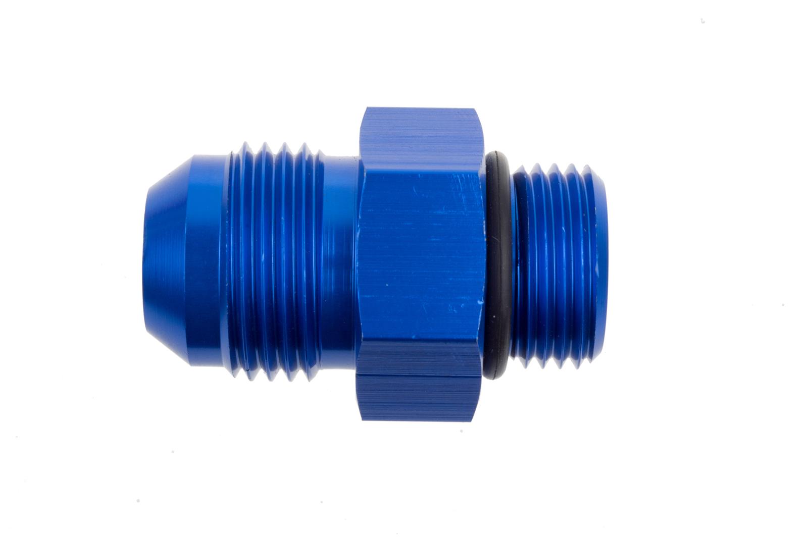 Redhorse Performance 920 Series AN to High Flow Radius O-Ring Adapter Fittings 920-06-08-1 and Adapters, Fittings, Straight, -6 Male To -8 Male O-ring, Aluminum, Blue Anodized, Rubber O-ring, Each