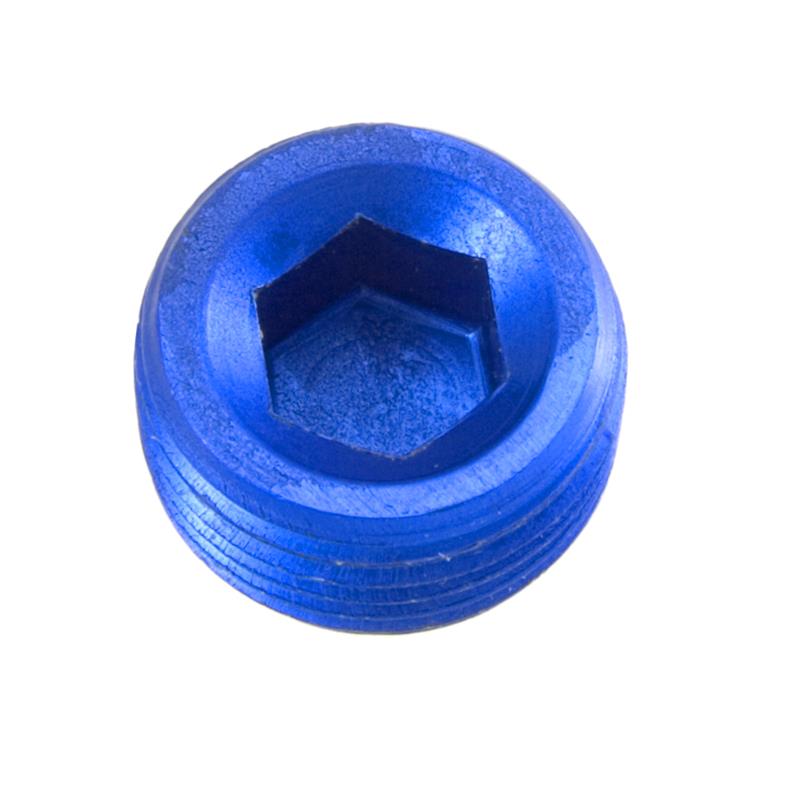 Redhorse Performance 932 Series Pipe Plugs 932-06-1 Fitting, Socket Plug, Internal Allen Head, Aluminum, Blue Anodized, 3/8 in. NPT, Male Threads, Pair