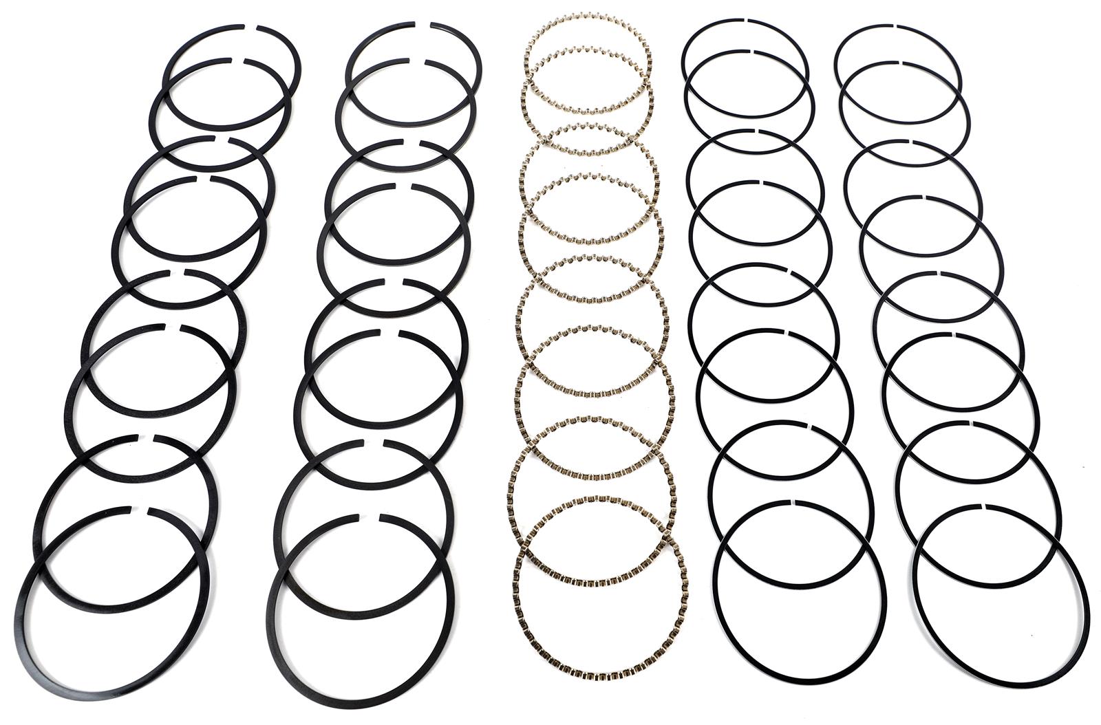 Hastings Premium Ductile Ring Sets 2M5508065 Piston Rings, Sets, 0.065 in. Oversize, 4.065 in. Bore, Plasma-moly, 5/64 in., 5/64 in., 3/16 in. Thickness, L8, V8, Set of 8