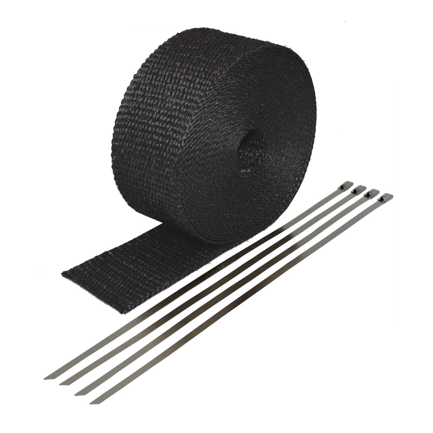 Heatshield Products Black Exhaust Wrap 322026 Kit, 1200 degrees F, Black, Fiberglass Composite, 2.0 in. Width, 25 ft. Length, Stainless Steel Locking Ties, Kit