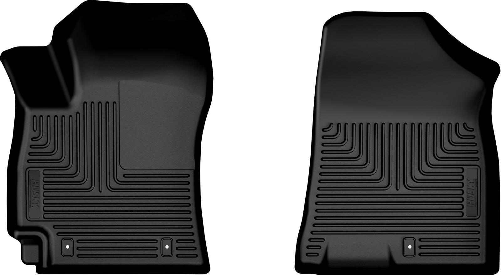 Husky Logo-Ready Mud Guards 54421 Flaps, Logo-Ready, Front, Rubber, Stainless Steel, Black, Chevy, GMC, Pickup, SUV, Pair